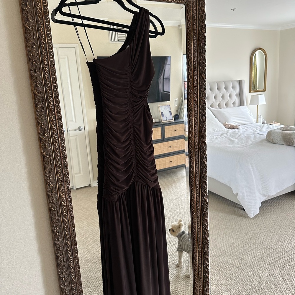 Miss Samsara One-Shoulder Dress, XXS - Espresso